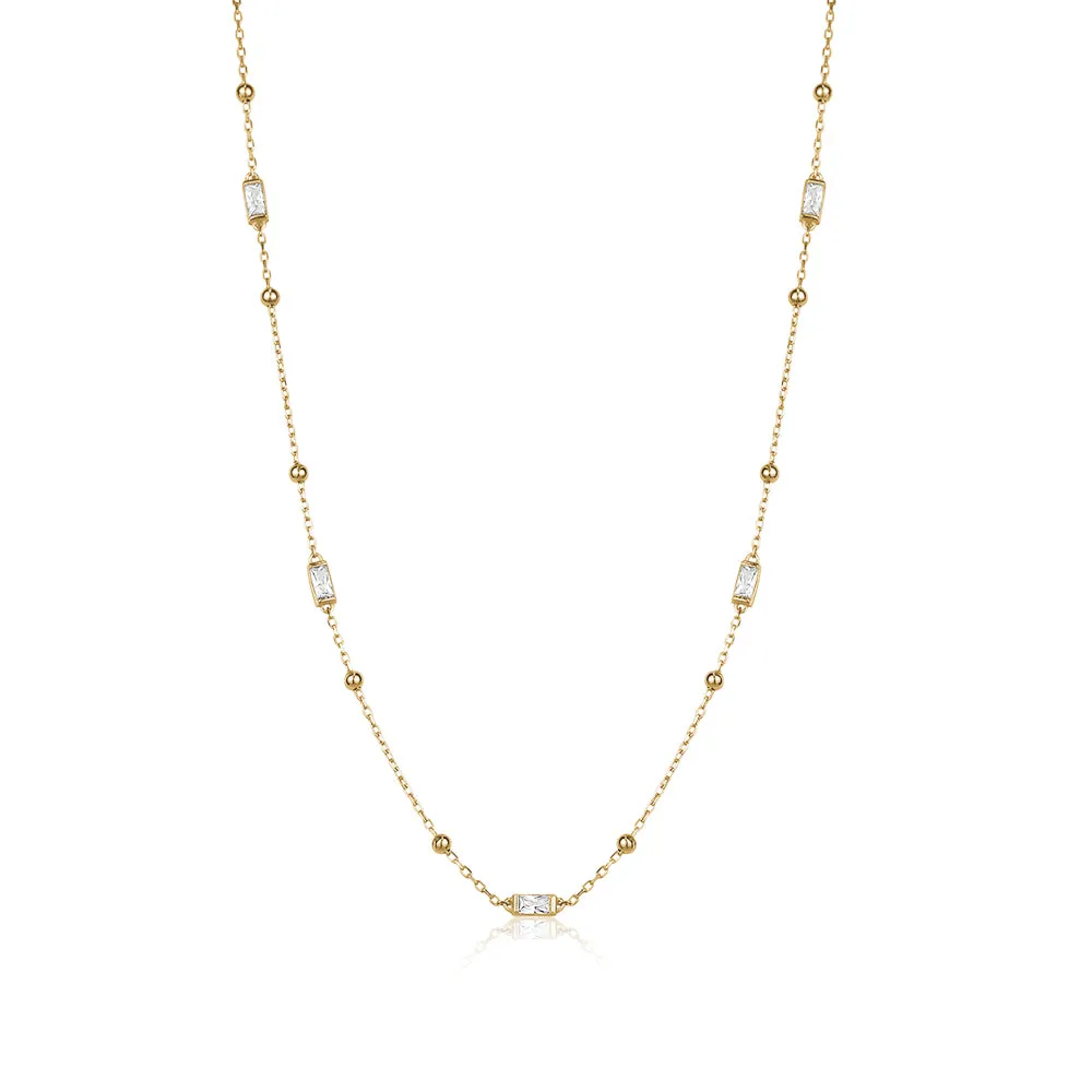 LAYERED CRYSTAL BAGUETTE NECKLACE