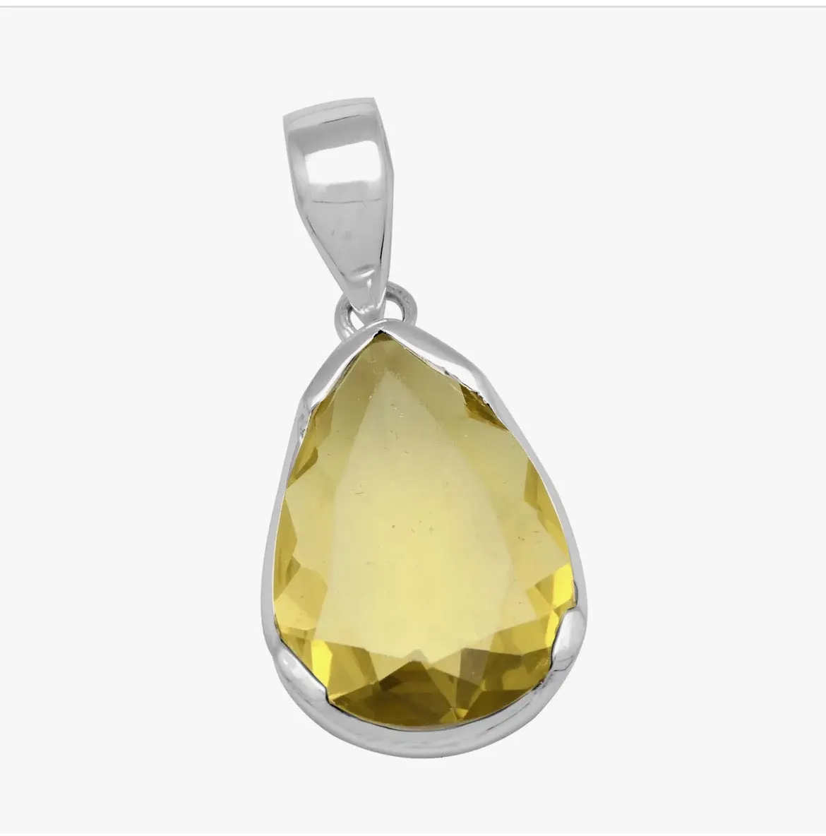 Lemon Quartz, 925 Sterling Silver Chain Pendant