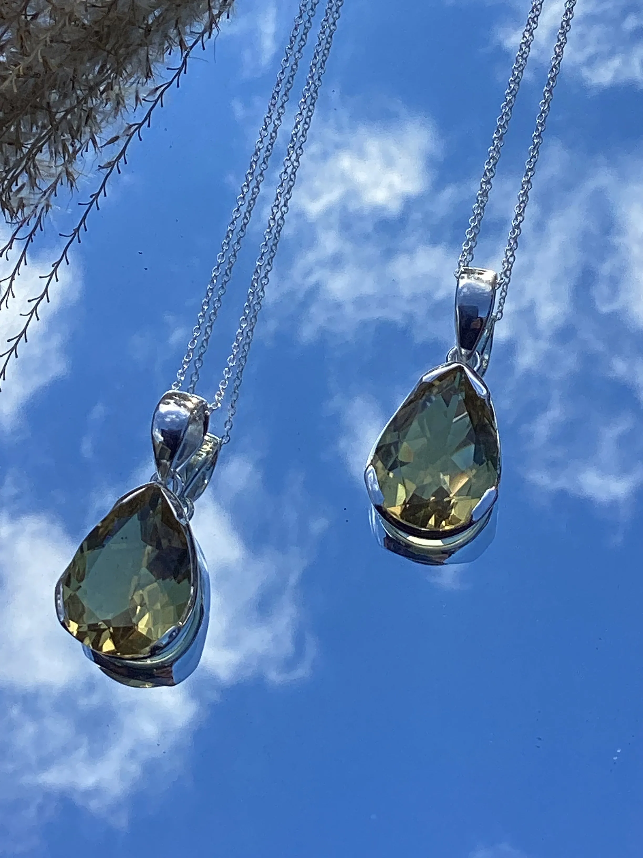 Lemon Quartz, 925 Sterling Silver Chain Pendant