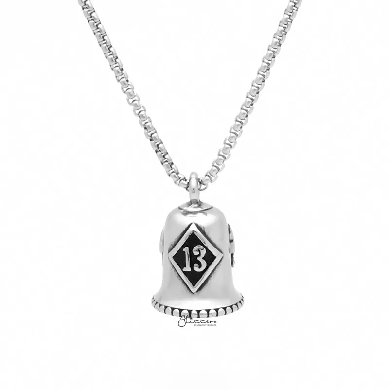 Lucky 13 Stainless Steel Bell Pendant - Silver