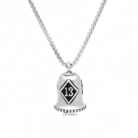 Lucky 13 Stainless Steel Bell Pendant - Silver