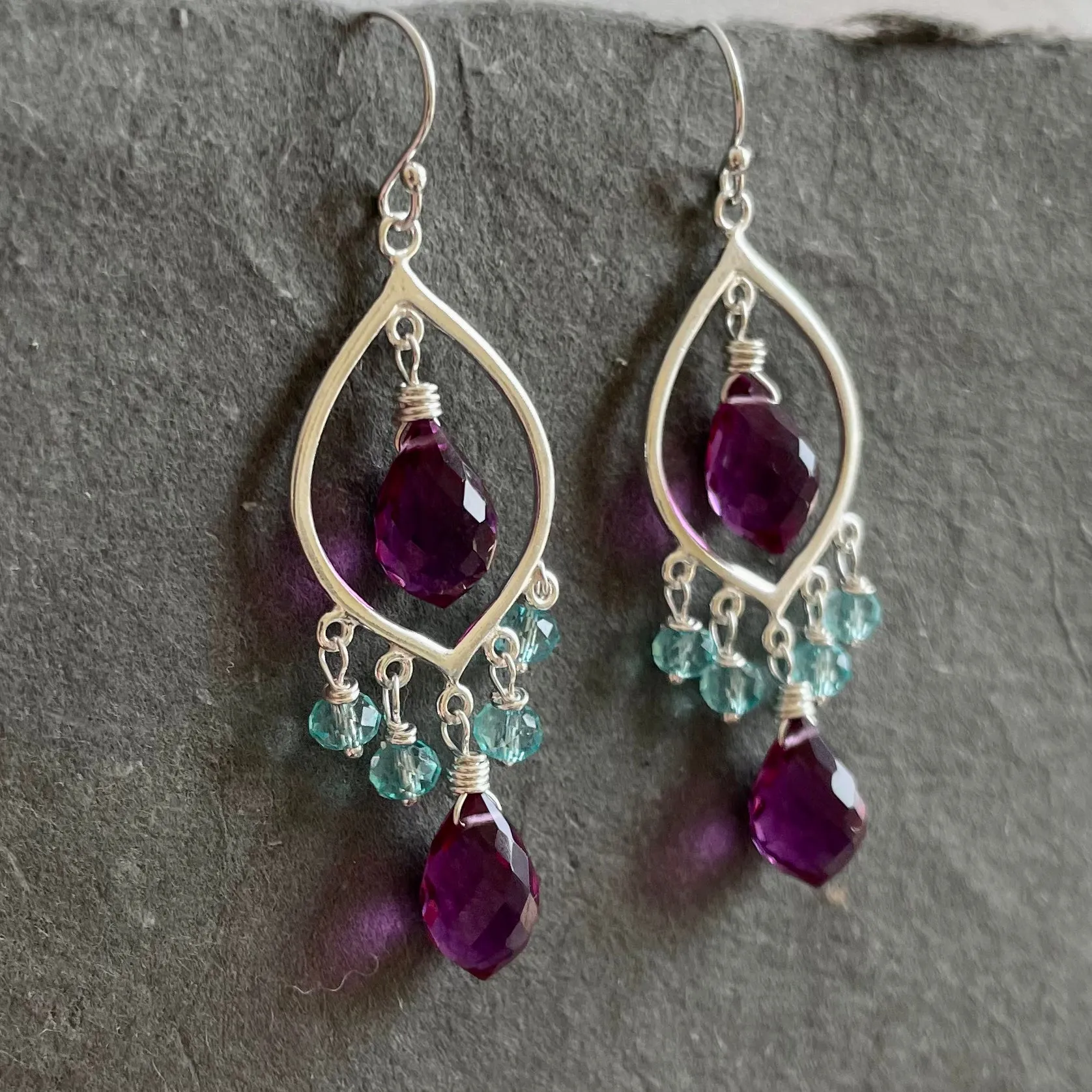 Magenta Quartz Dewdrop Chandelier Earrings