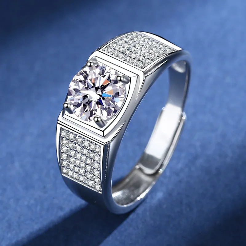 Men's Ring Full Star Moissanite Diamond Ring