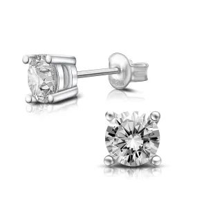 Minimalist CZ Stud Earrings Sterling Silver