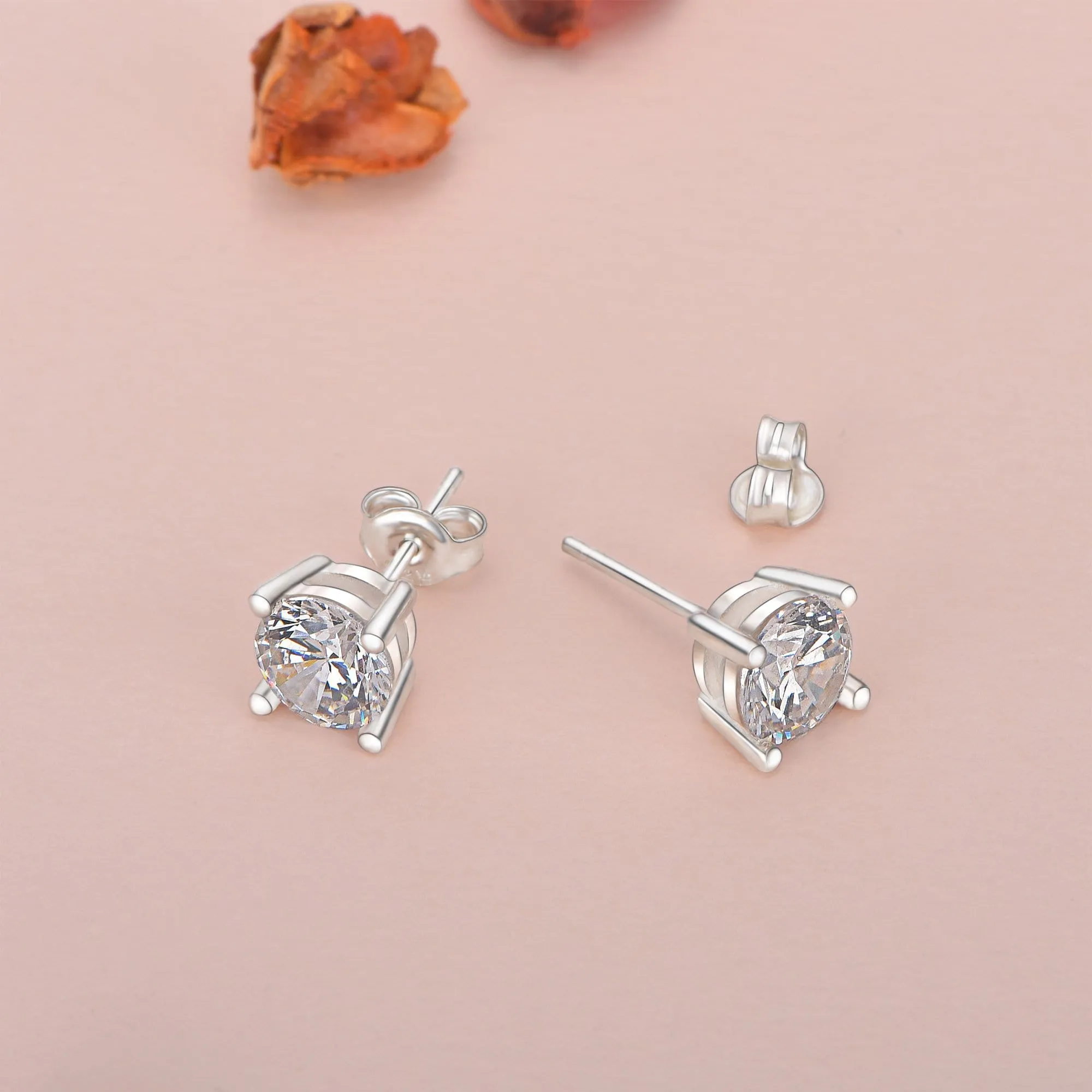 Minimalist CZ Stud Earrings Sterling Silver