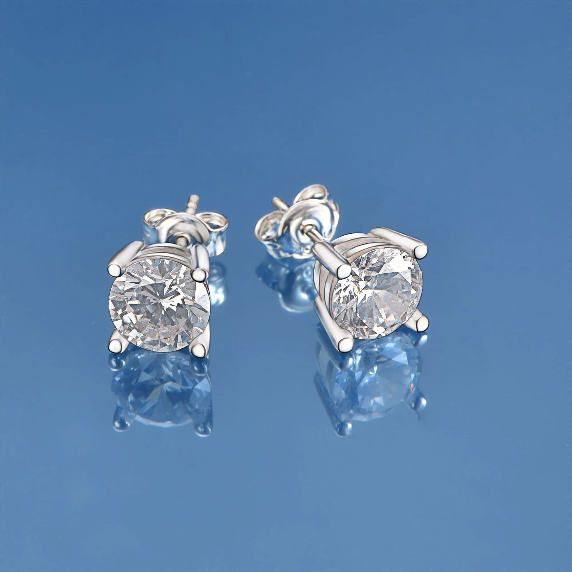 Minimalist CZ Stud Earrings Sterling Silver