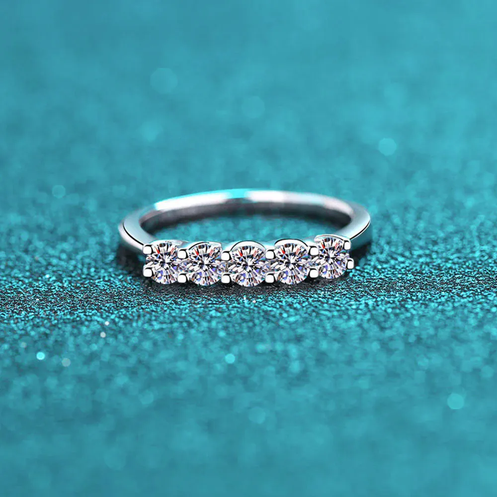 Moissanite Row Band Ring