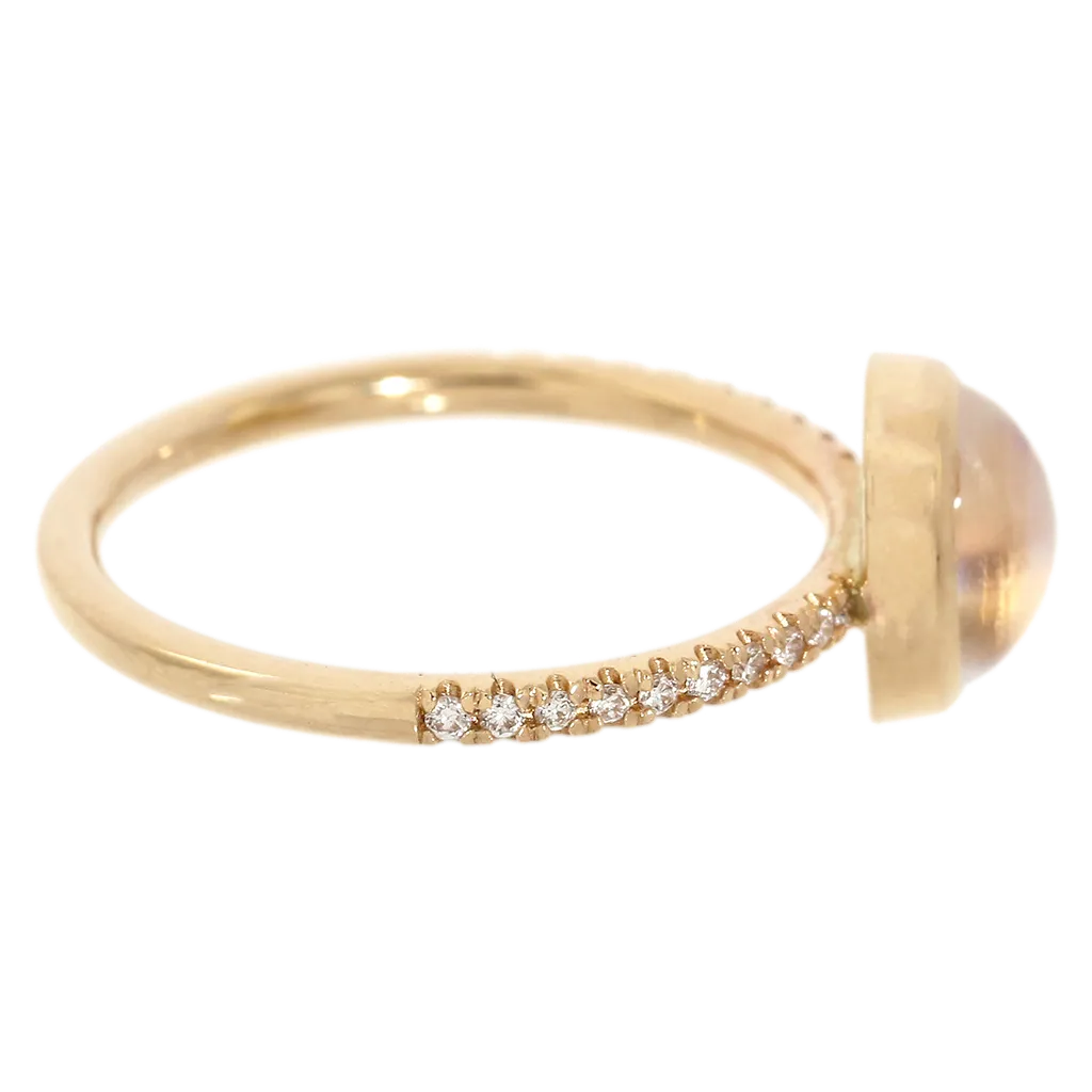 Moonstone & Diamond Yellow Gold Ring