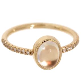 Moonstone & Diamond Yellow Gold Ring