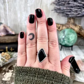 Natural Black Onyx Small Stone Ring in Fine Silver Size 5 6 7 8 9 10 / Foxlark Collection