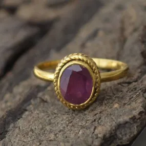 Natural Ruby Gemstone Ring, 14K Yellow Gold Ruby Ring, Gold Ruby , July Birthstone Ring, Ruby Jewelry, Nickel Free