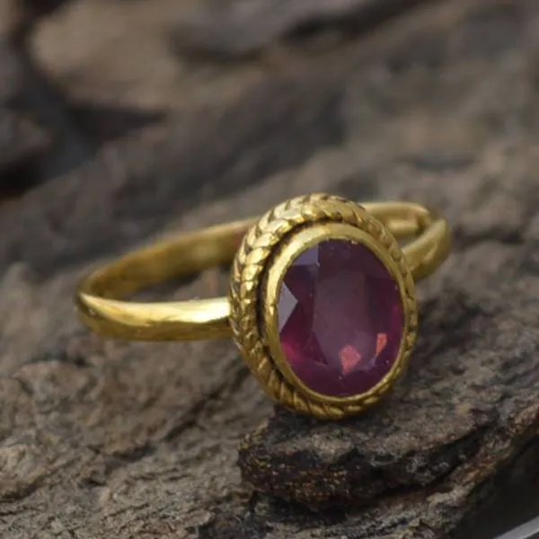 Natural Ruby Gemstone Ring, 14K Yellow Gold Ruby Ring, Gold Ruby , July Birthstone Ring, Ruby Jewelry, Nickel Free