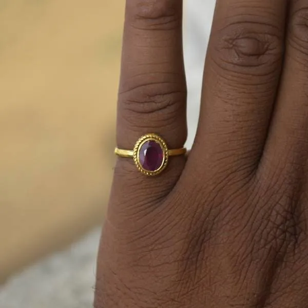 Natural Ruby Gemstone Ring, 14K Yellow Gold Ruby Ring, Gold Ruby , July Birthstone Ring, Ruby Jewelry, Nickel Free