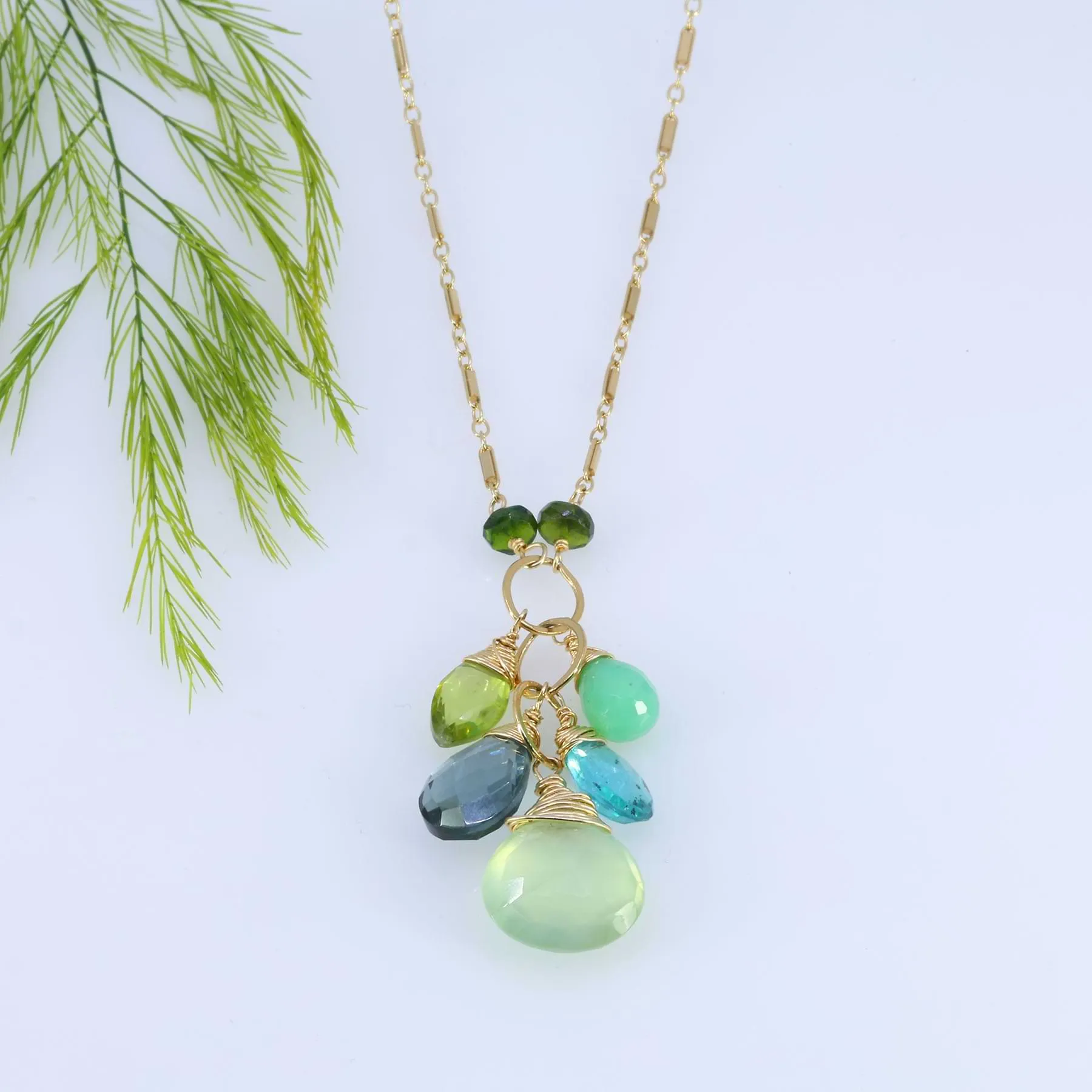 Oceane - Multi-Gemstone Cluster Gold Necklace