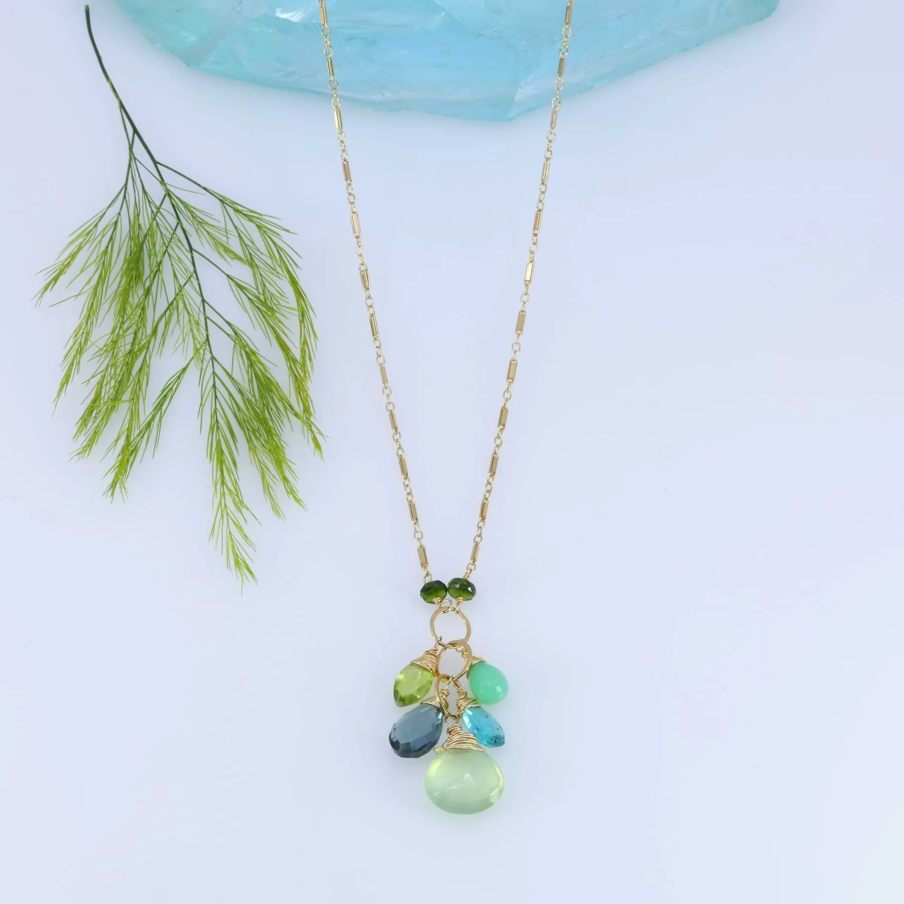 Oceane - Multi-Gemstone Cluster Gold Necklace