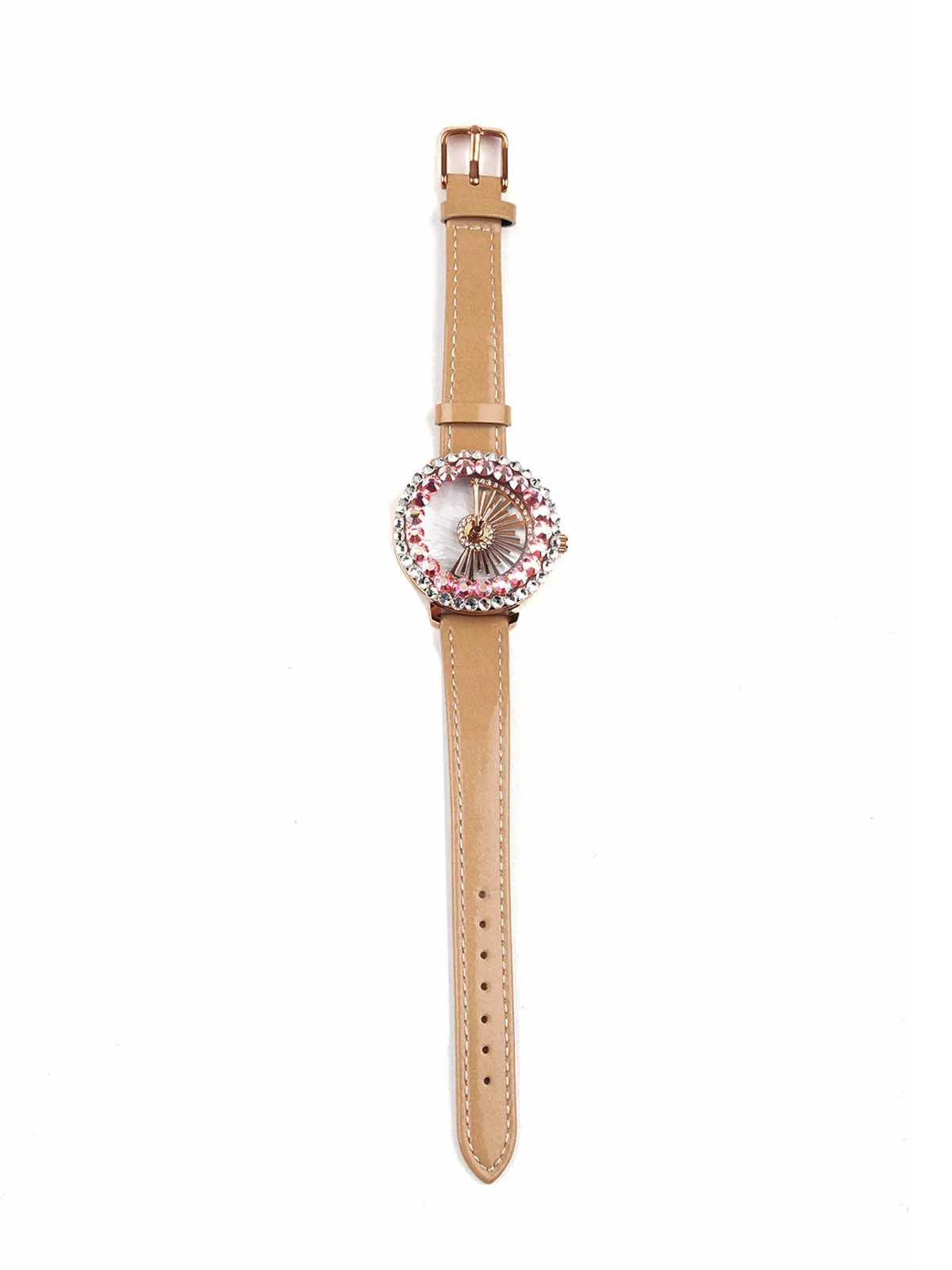 Odette Beige Colour Designer Wristwatch For Women