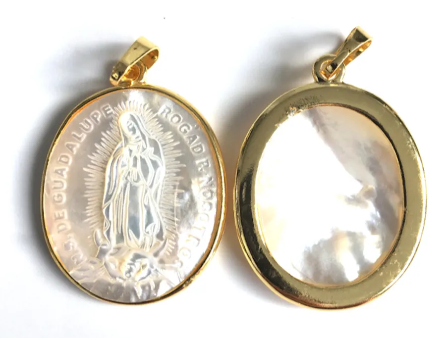 Our Lady of Guadalupe Mother Of Pearl Pendant