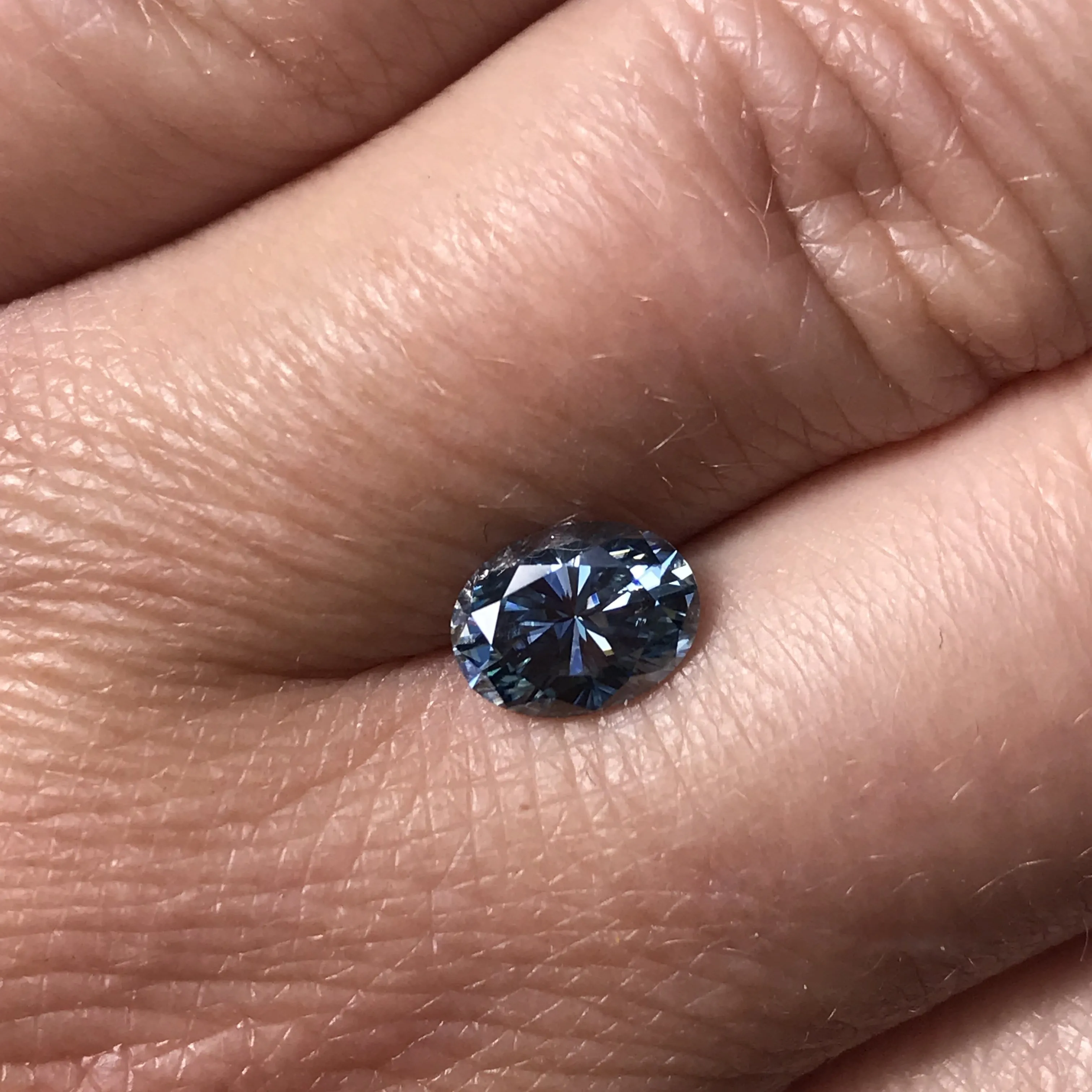 Oval Blue-Gray Moissanite Loose Stone