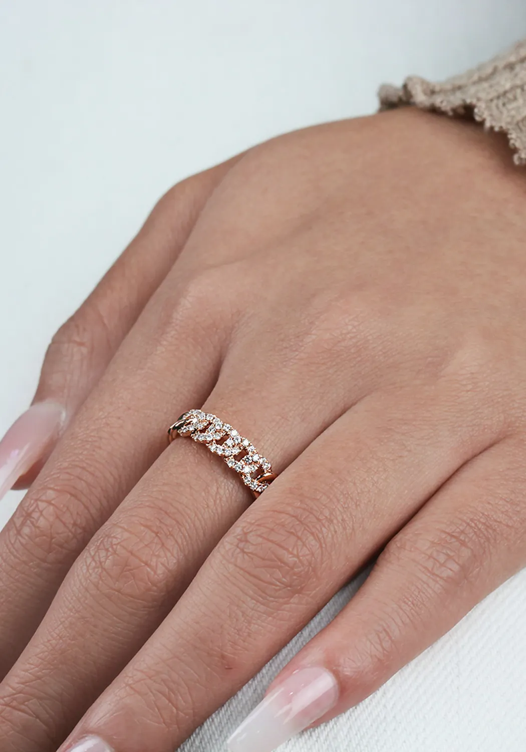 Parade Design 18KYG Chain Link Diamond Ring