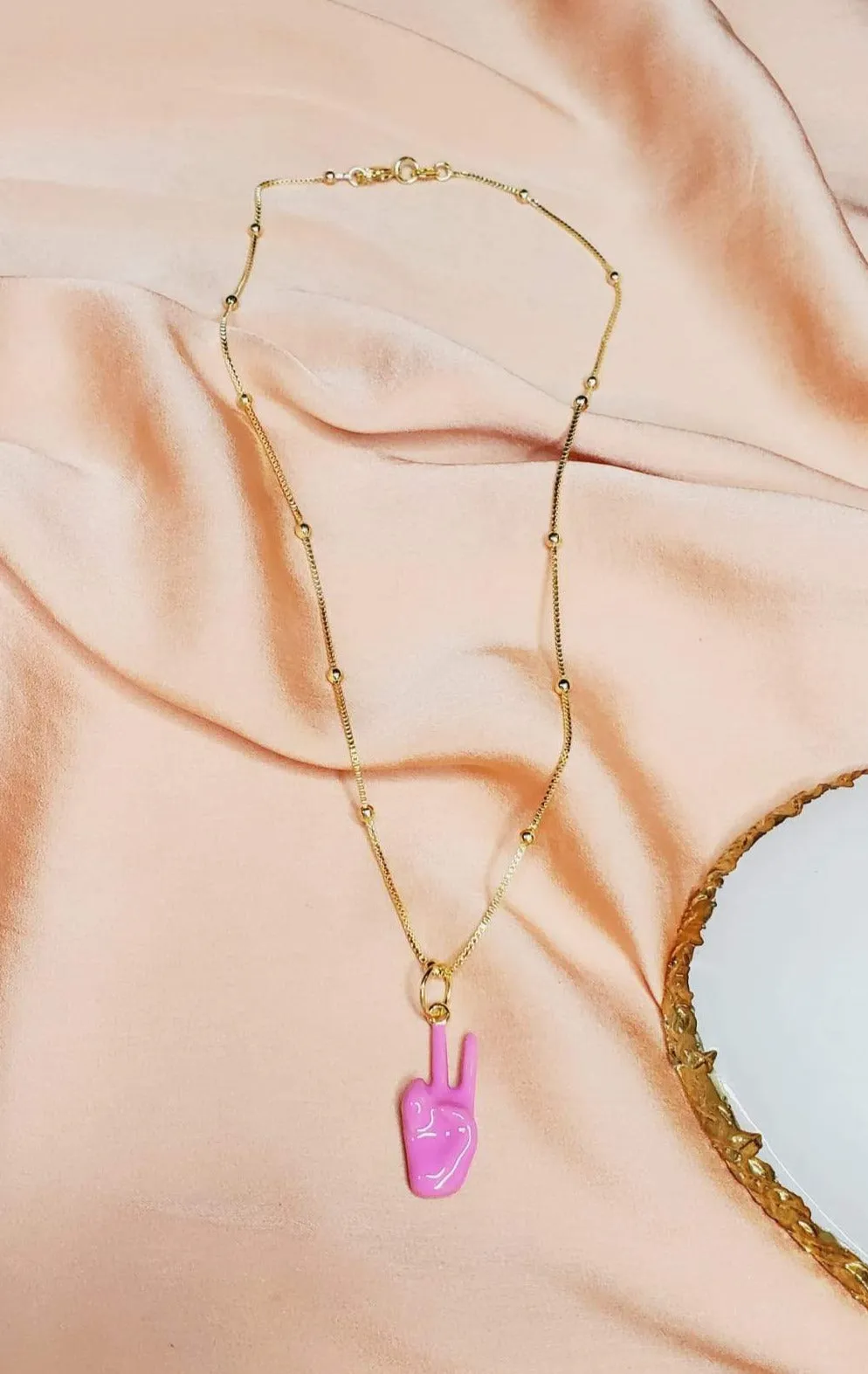 Peace Hot Pink Necklace