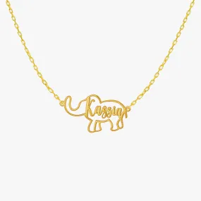 Personalized Elephant  Necklace | 14K Solid Gold