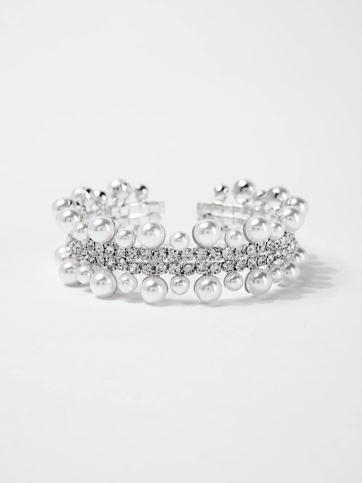 Phoebe Rhinestone Cuff Pearl Bracelet