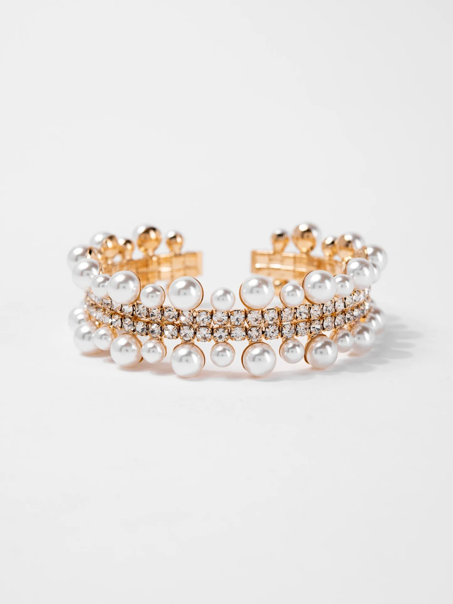 Phoebe Rhinestone Cuff Pearl Bracelet