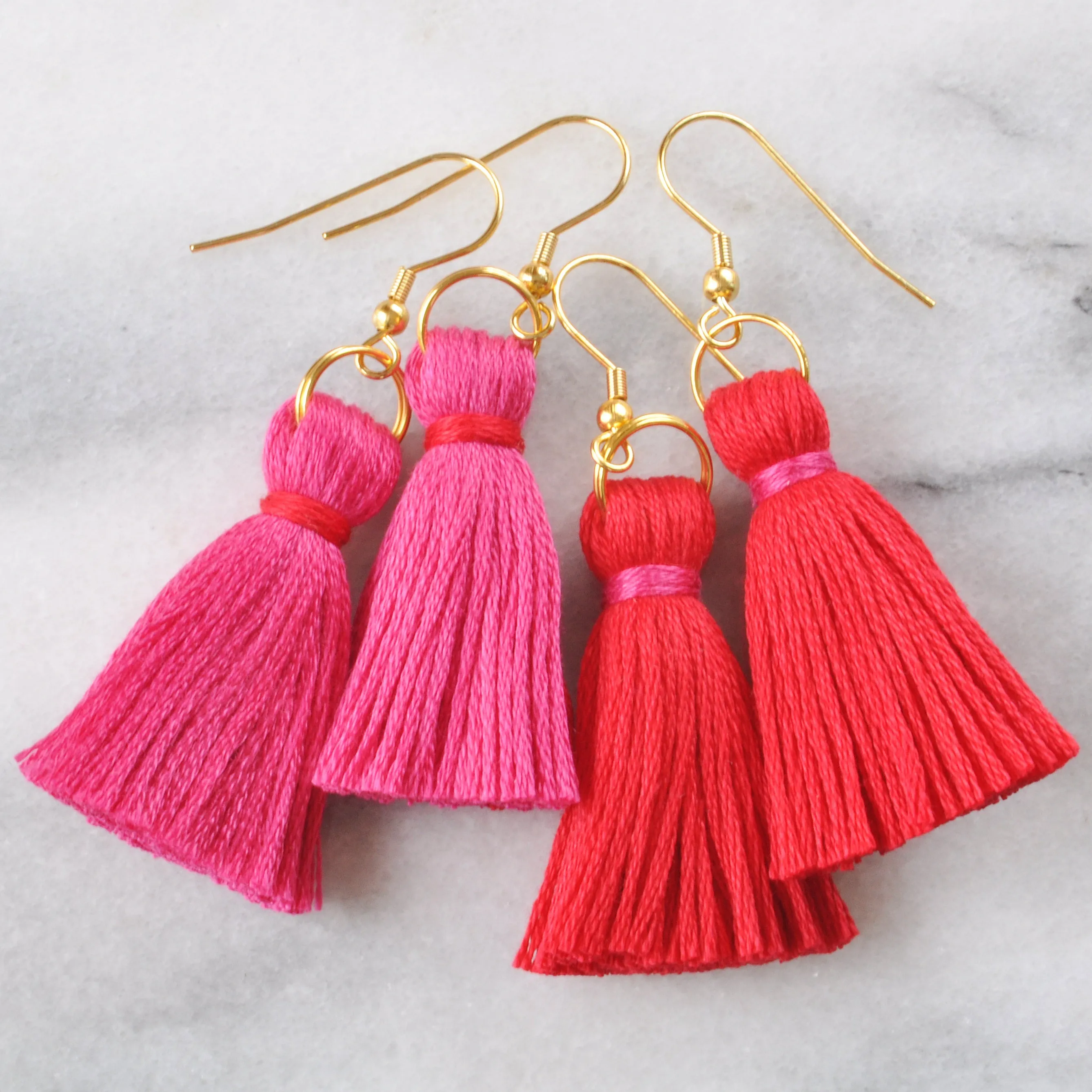 Pink and Red Valentine Tassel Earrings