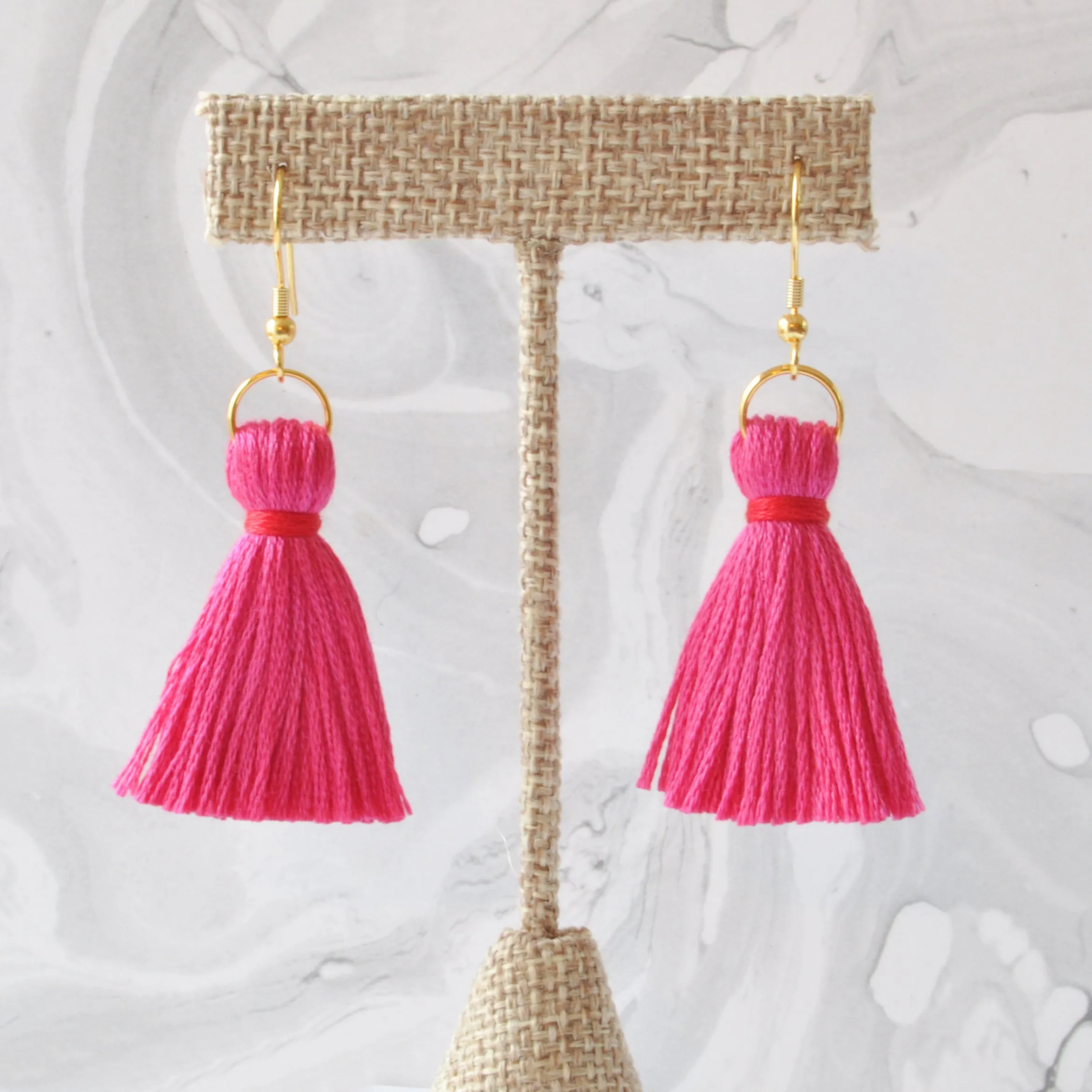 Pink and Red Valentine Tassel Earrings