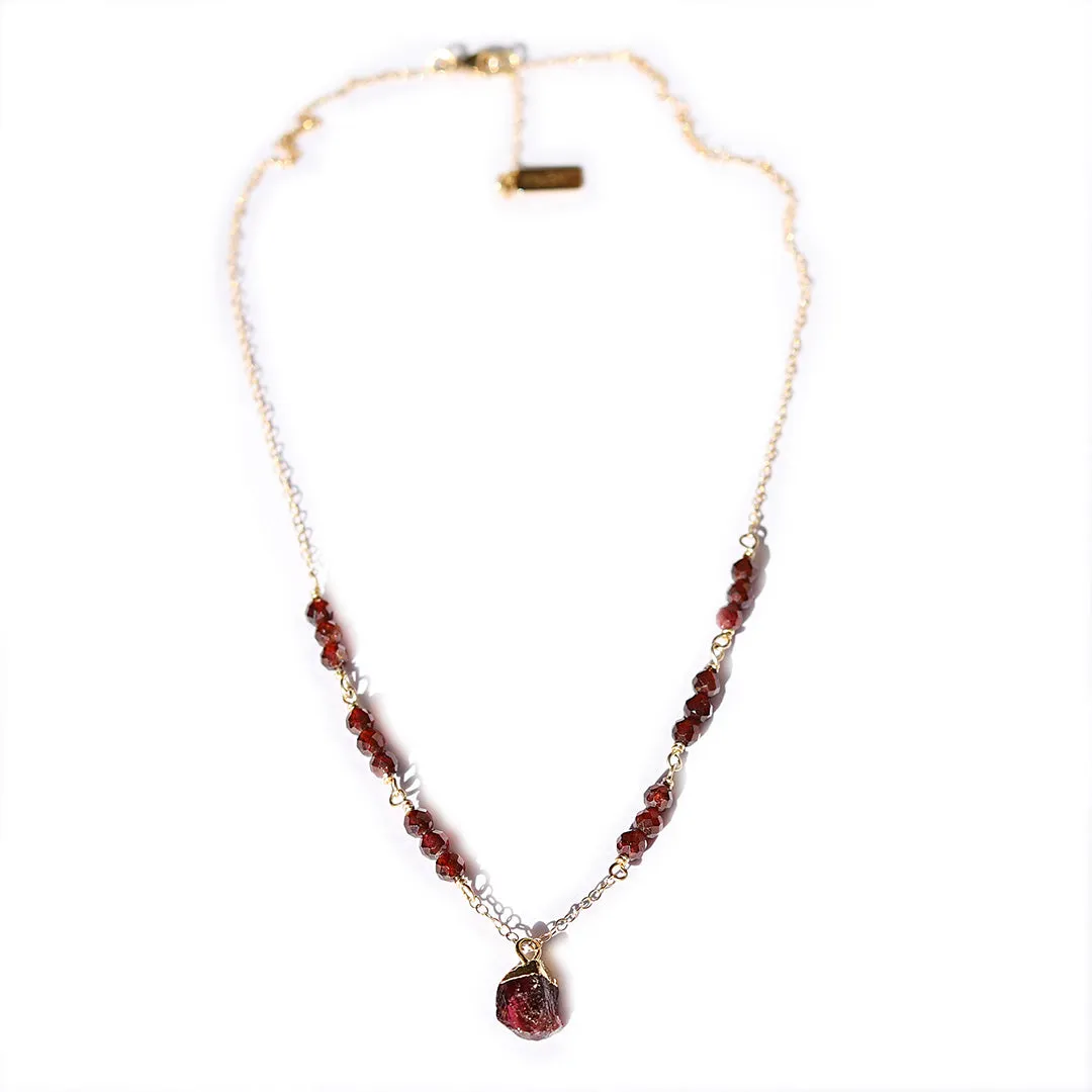 Raw Garnet Gold Filled Necklace