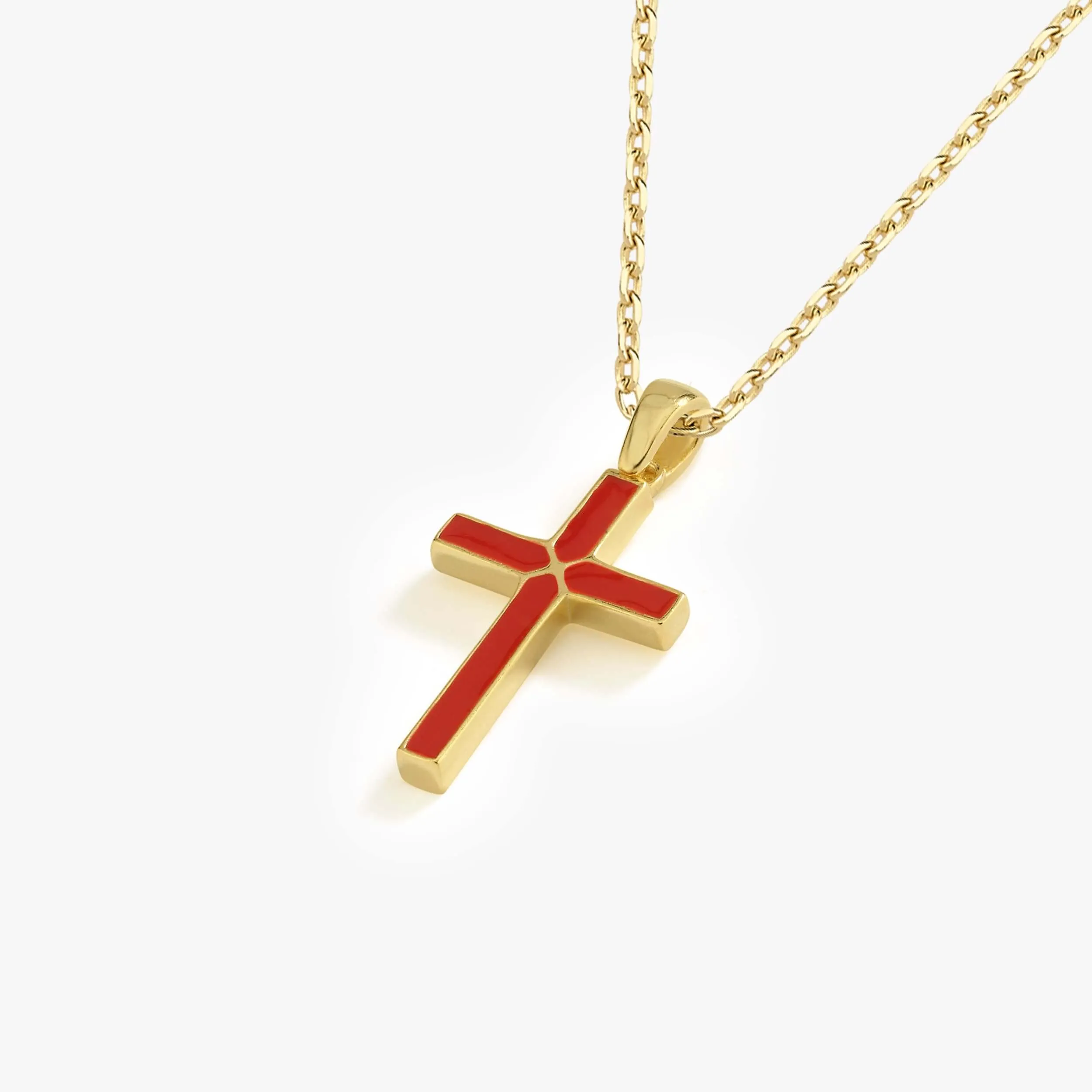 Red Cross Necklace| 14K Gold Vermeil