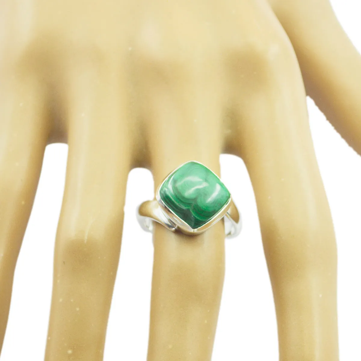 Refined Gem Malachite 925 Sterling Silver Ring 925 Sterling Silver