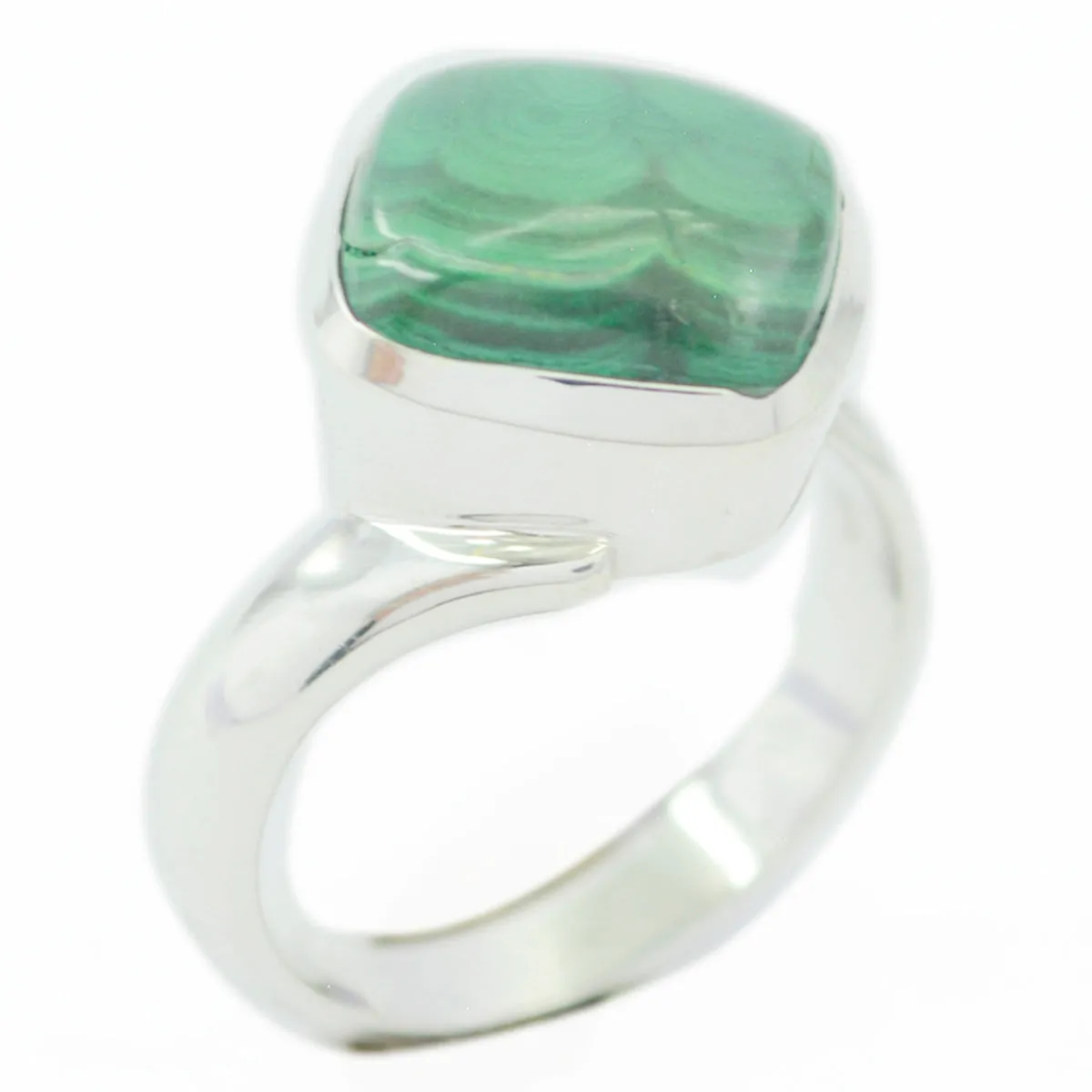 Refined Gem Malachite 925 Sterling Silver Ring 925 Sterling Silver