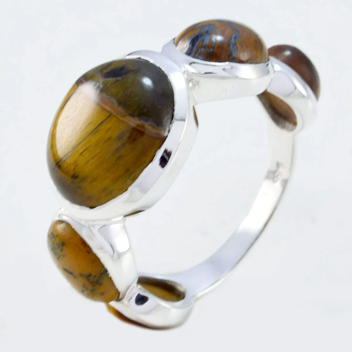 Riyo Fascinating Gemstone Tiger Eye 925 Silver Ring Moroccan Jewelry