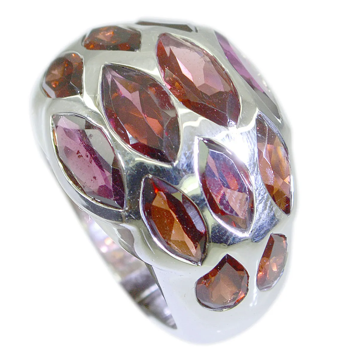 Riyo Flawless Gem Garnet Solid Silver Ring Designer Jewelry Brands