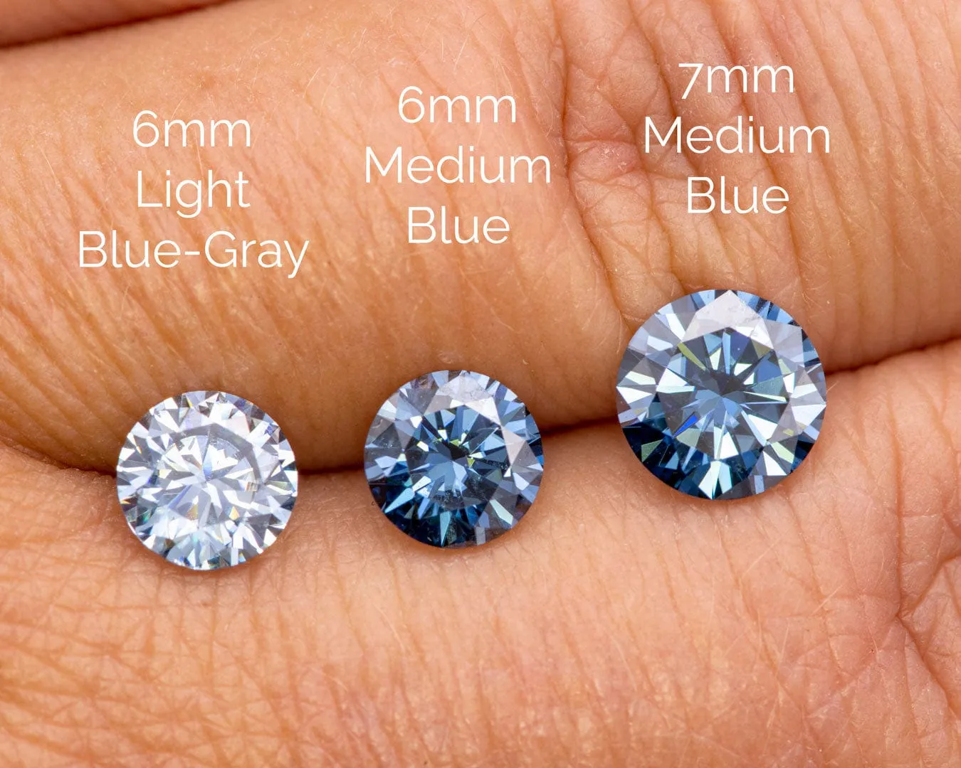 Round Blue-Gray Moissanite Loose Stone