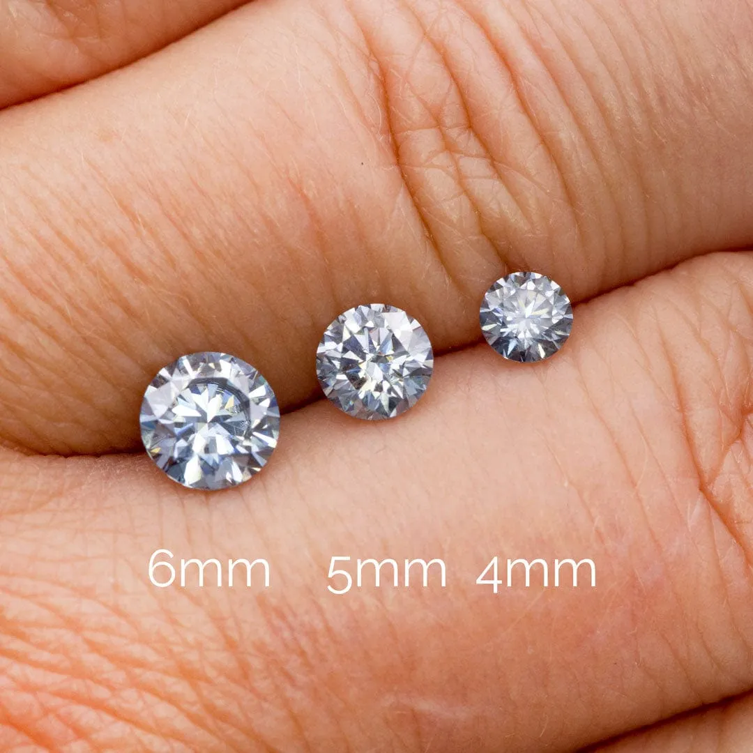 Round Blue-Gray Moissanite Loose Stone