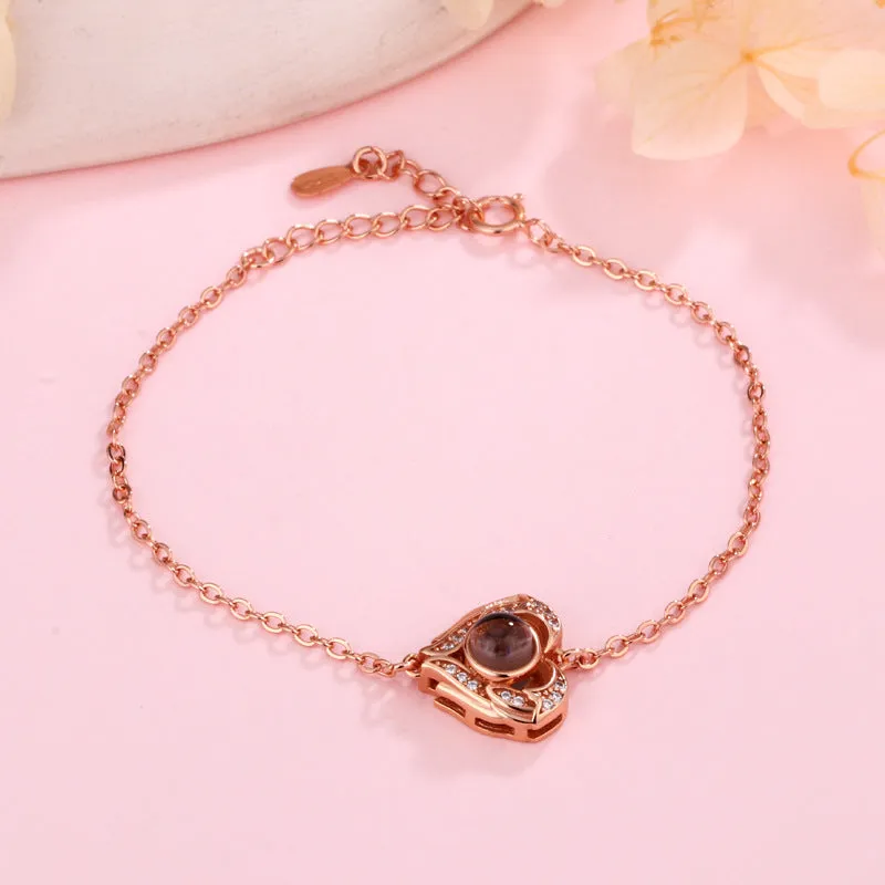 S925 Silver Rose Gold Zircon Heart Felicity Bracelet