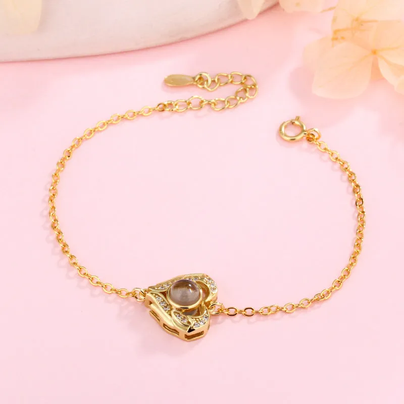 S925 Silver Rose Gold Zircon Heart Felicity Bracelet