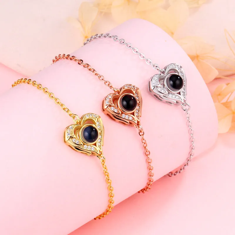 S925 Silver Rose Gold Zircon Heart Felicity Bracelet