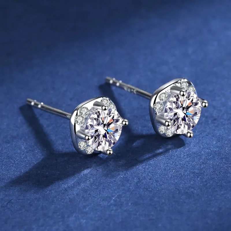 S925 Silver Square Moissanite Stud Earrings