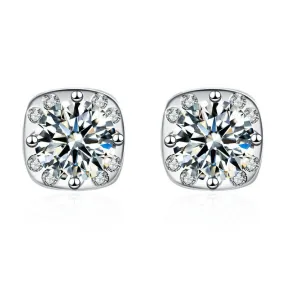 S925 Silver Square Moissanite Stud Earrings