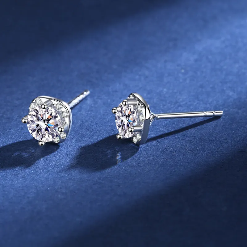 S925 Silver Square Moissanite Stud Earrings