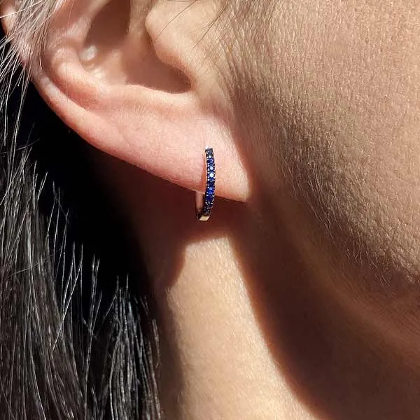 Sapphire Huggie Hoop Earrings