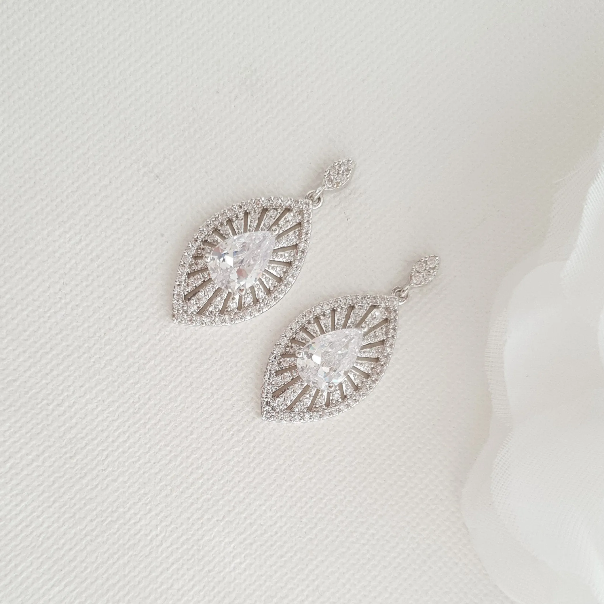 Short Drop Bridal Earrings-Zoey