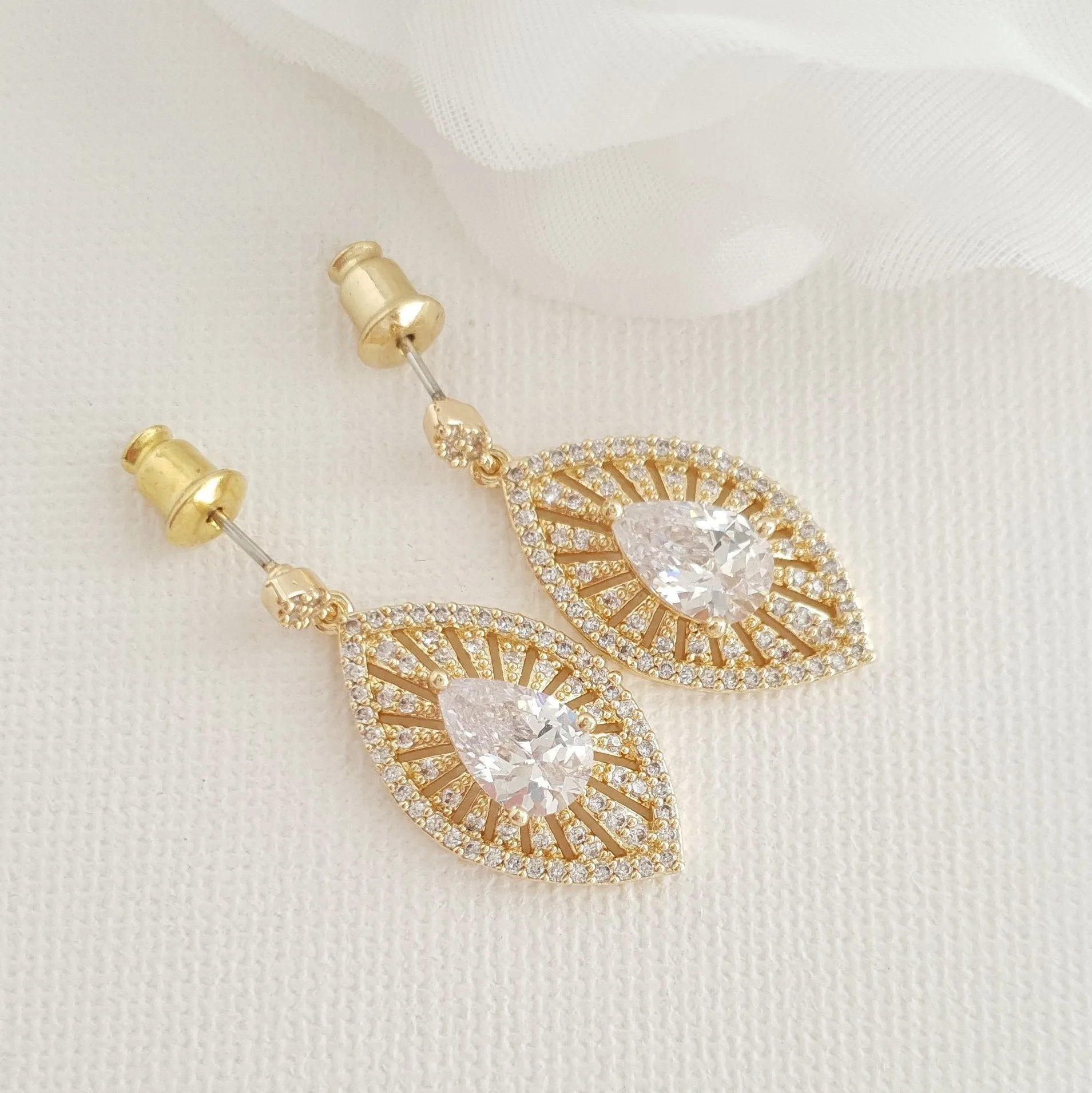 Short Drop Bridal Earrings-Zoey