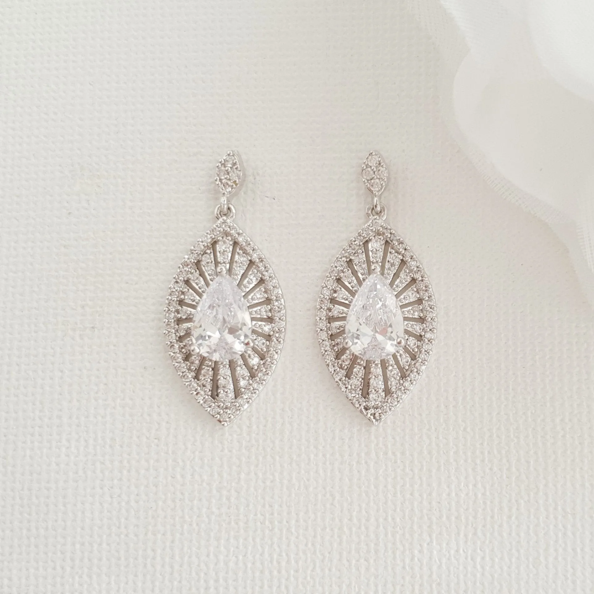 Short Drop Bridal Earrings-Zoey