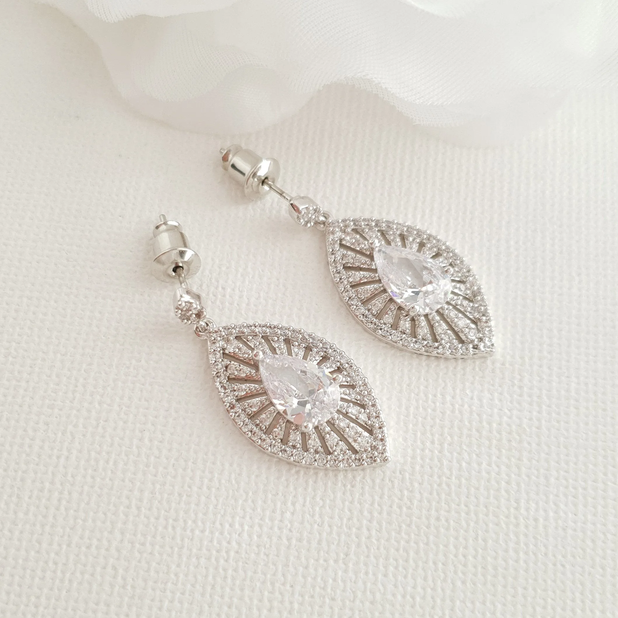 Short Drop Bridal Earrings-Zoey