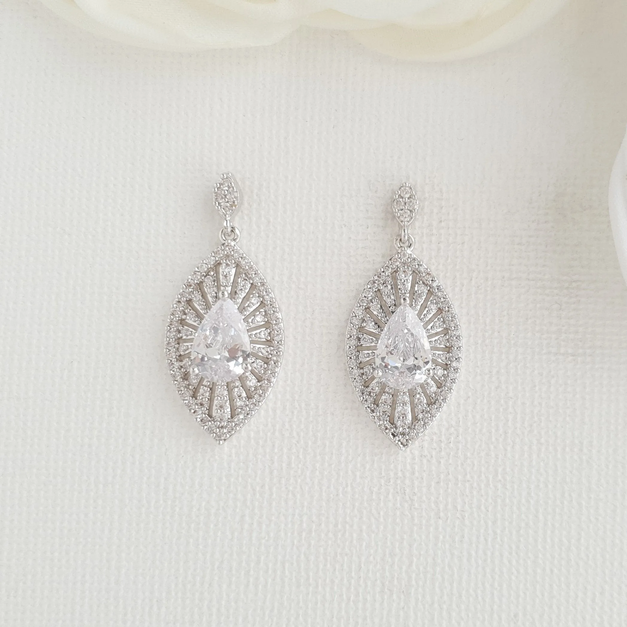 Short Drop Bridal Earrings-Zoey