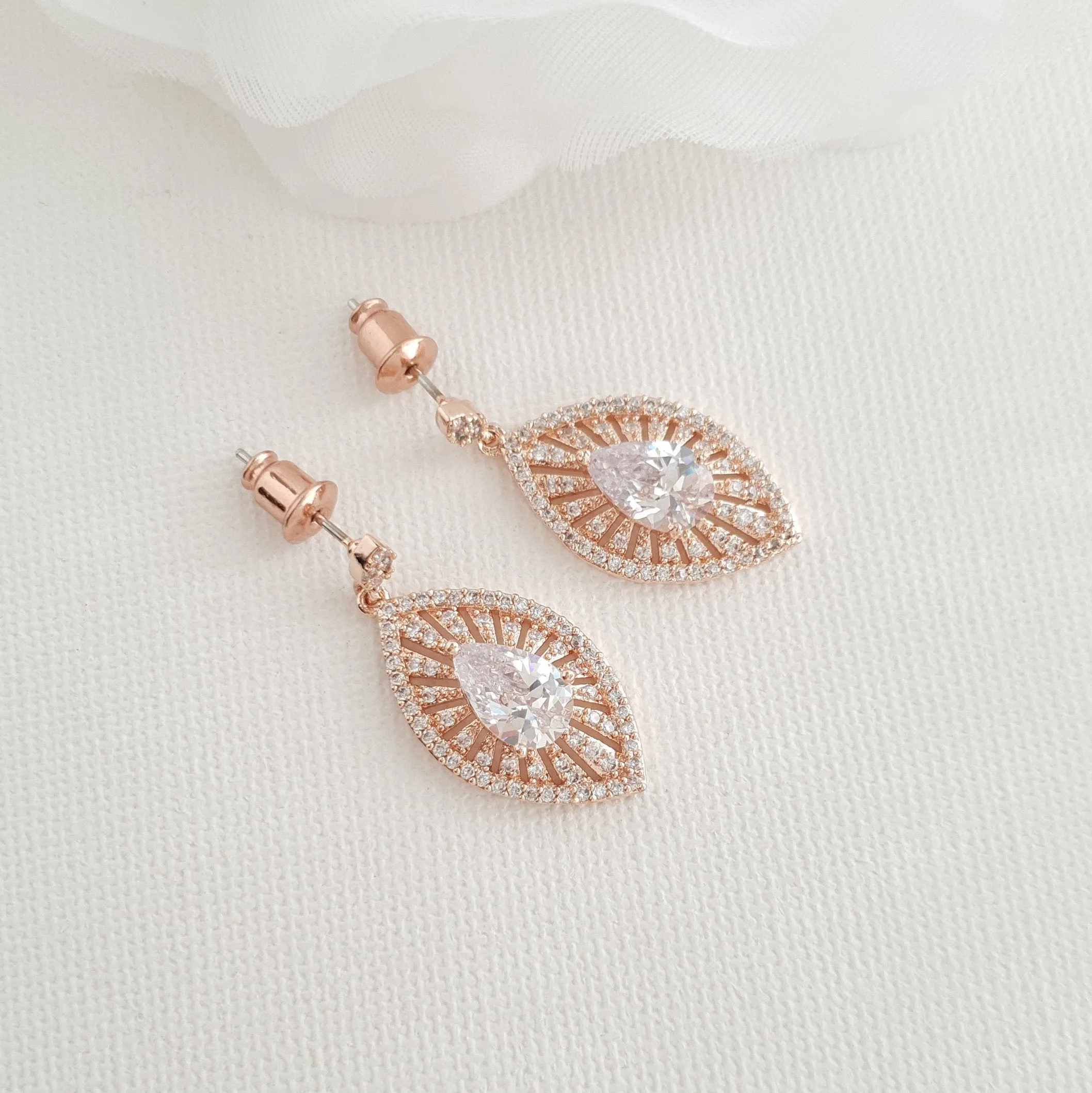 Short Drop Bridal Earrings-Zoey